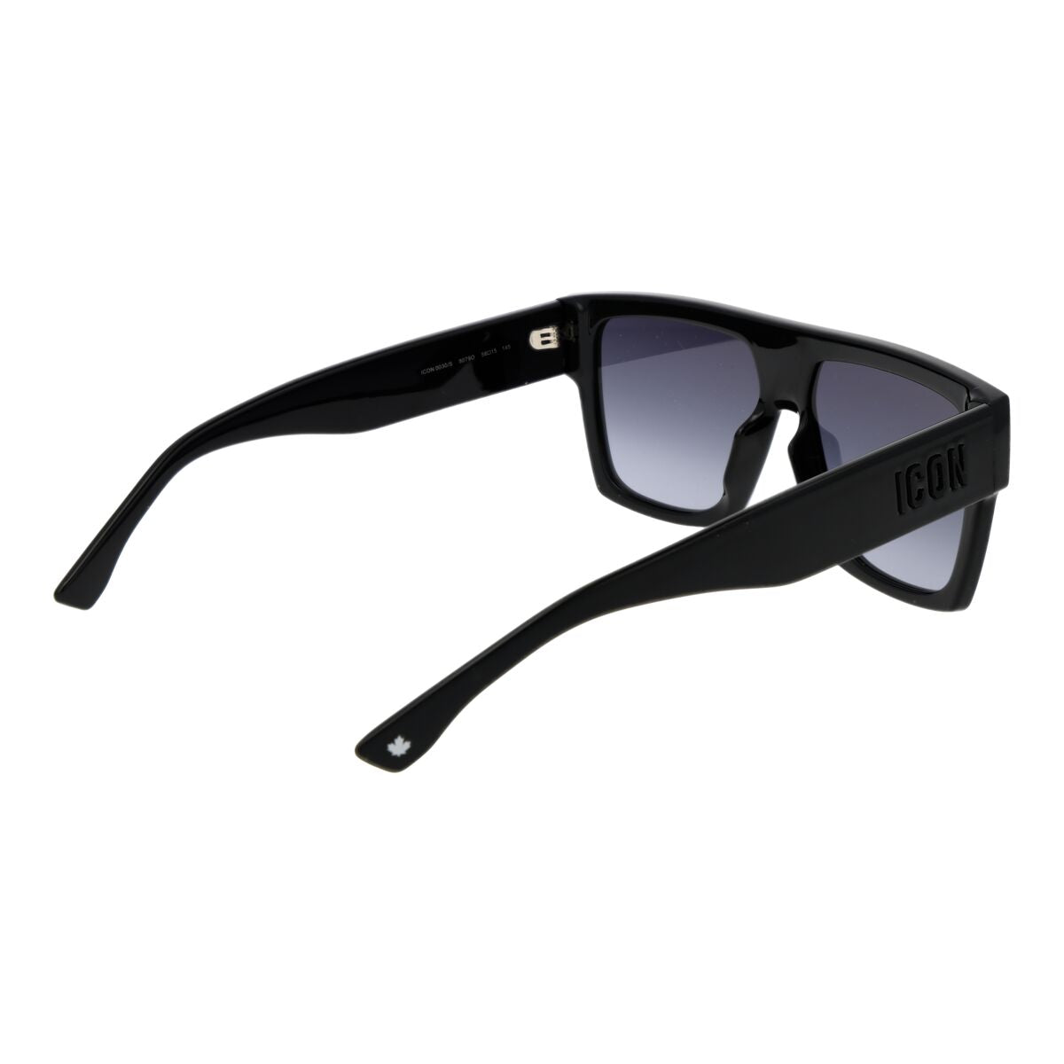 Zijaanzicht van de Dsquared2 ICON 0030_S zonnebril in zwart met gradiënt glazen.