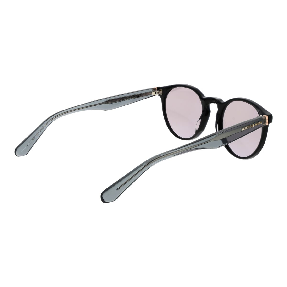 Zijaanzicht van de Scotch & Soda zonnebril met multicolour frame en UV400 bescherming.