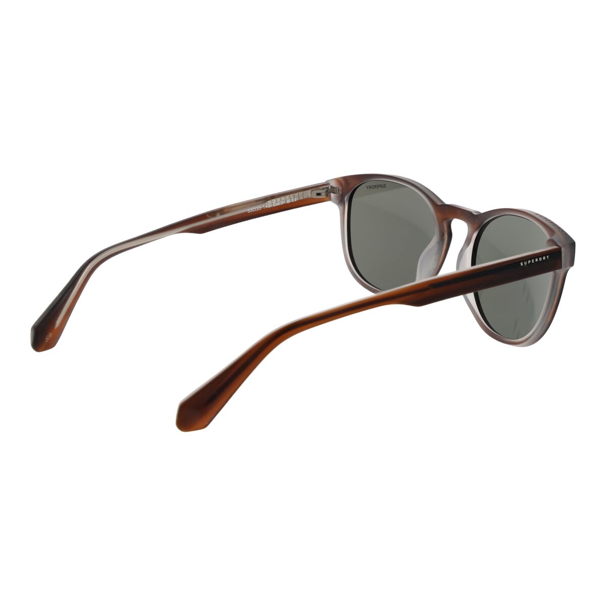 Zijaanzicht van de Superdry zonnebril Heren SDS 5030 in bruin met grijze glazen.