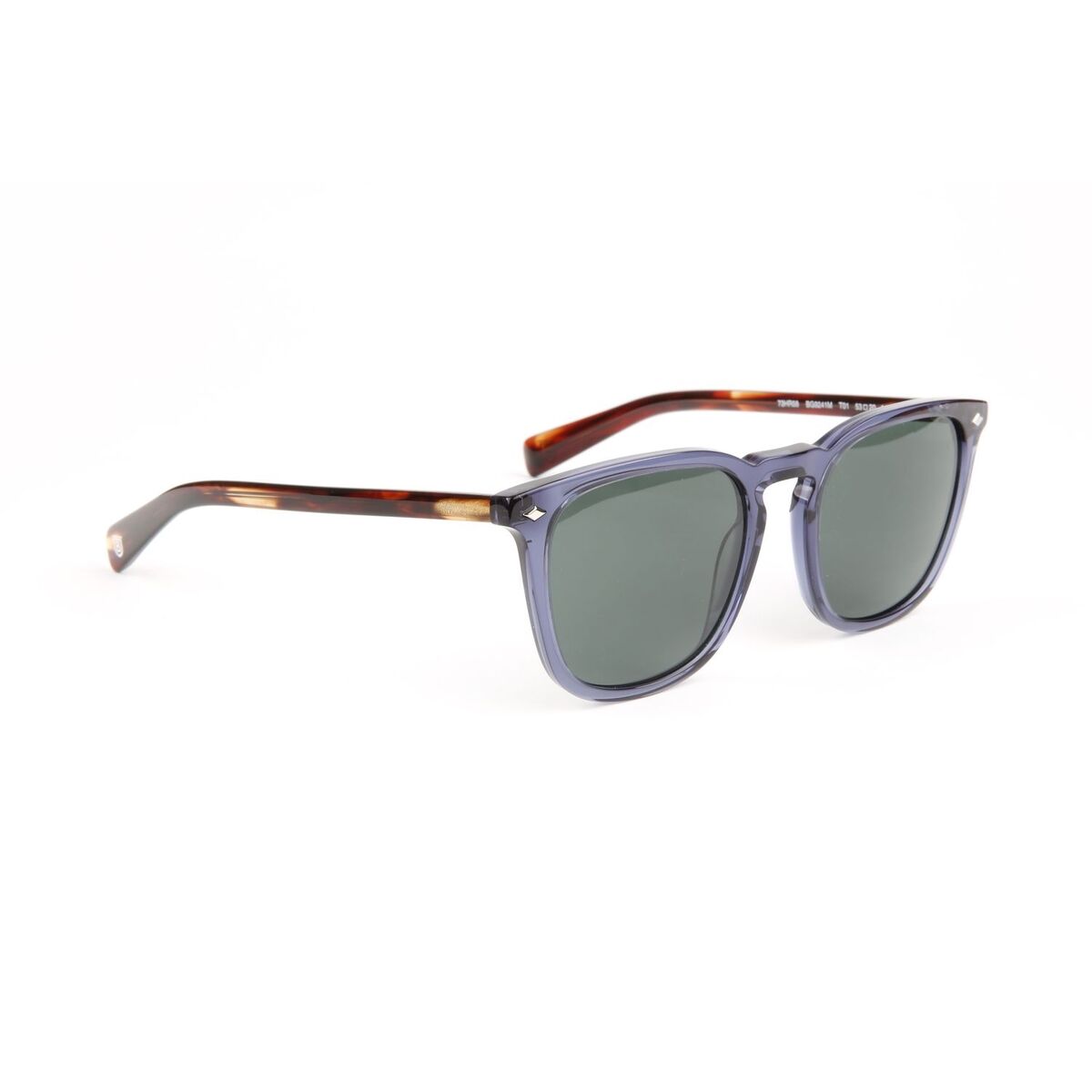Bulget zonnebril heren UV400 met modern design in blauw en bruin, zijaanzicht.