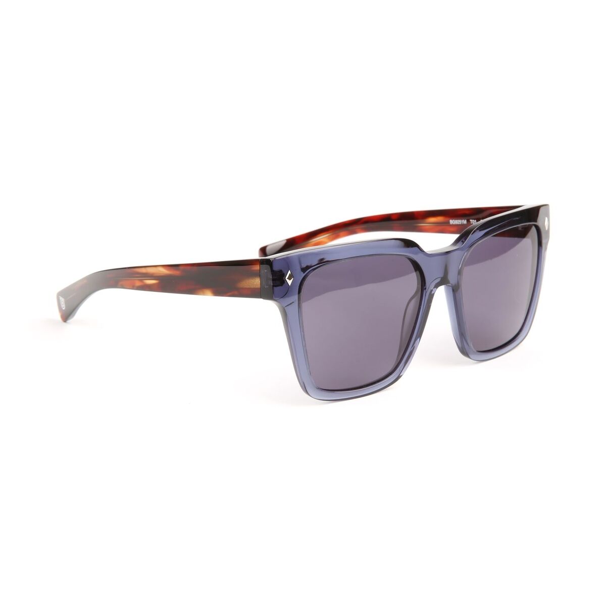 Bulget zonnebril voor heren in trendy blauw met schildpadpatroon en UV400-bescherming.