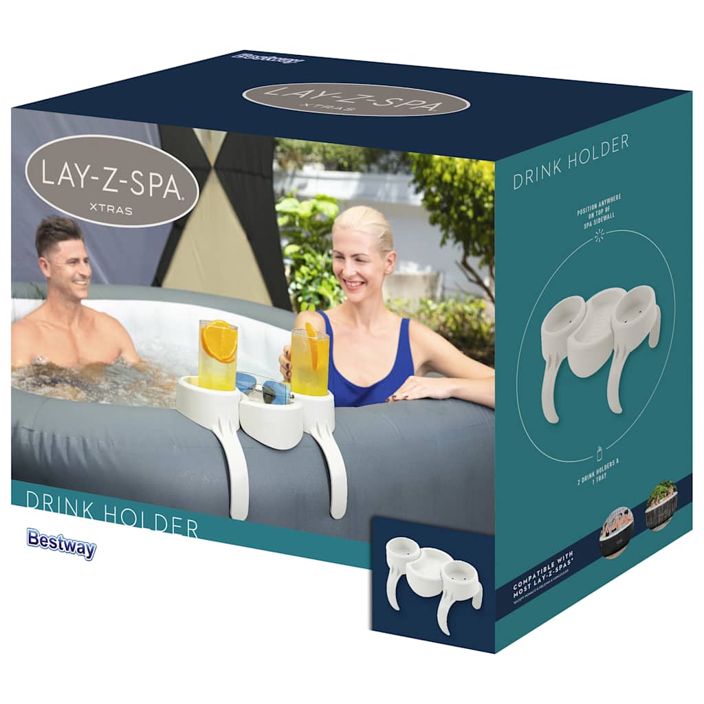 Bekerhouder vidaXL Lay-Z-Spa met drankjes, zijaanzicht van de verpakking.