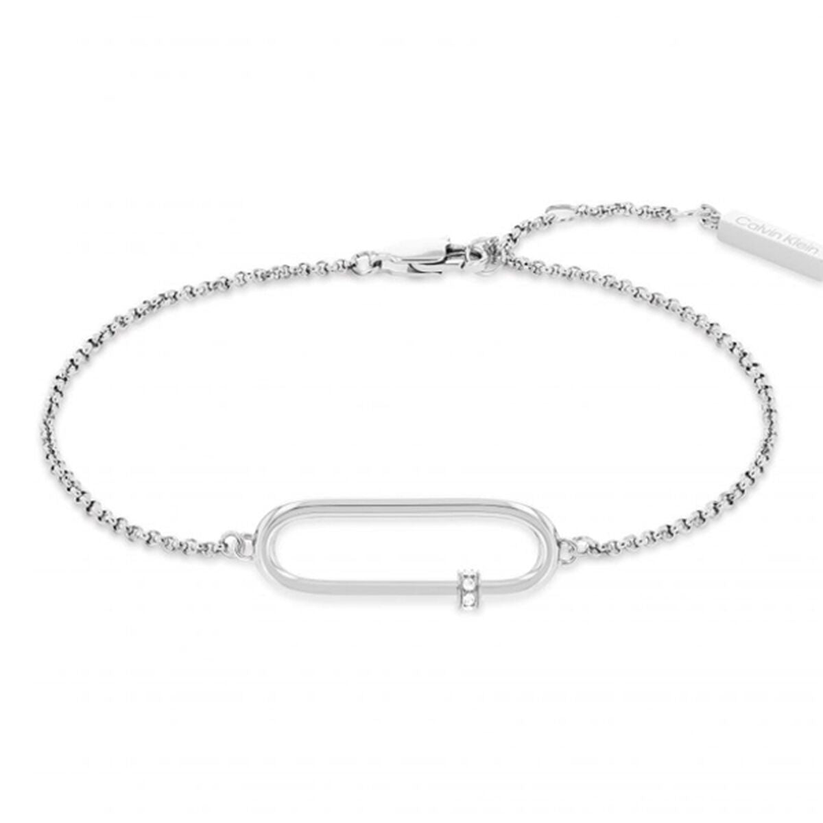 Elegant zilveren Calvin Klein armband met een tijdloos ontwerp en een opvallende schakel.