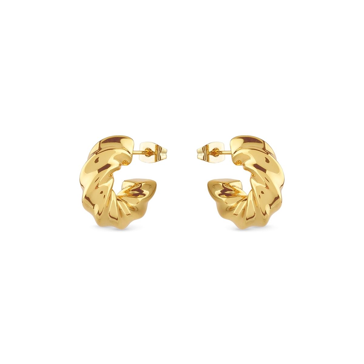 Gouden Guess oorbellen met een elegant, golvend ontwerp voor dames.