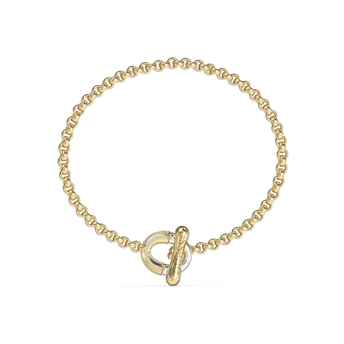 Gouden Guess armband voor dames met een elegant ontwerp en sluiting.