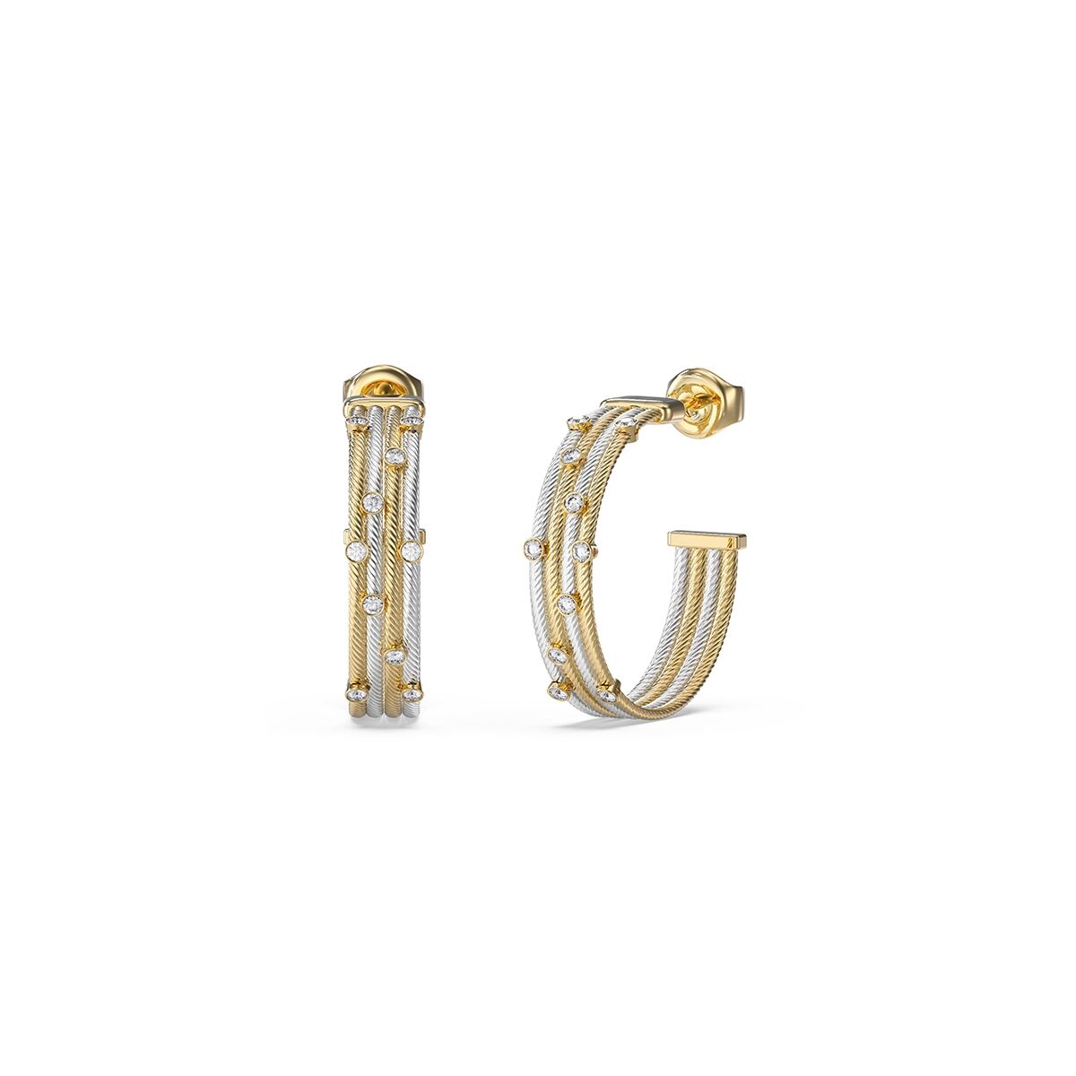 Gouden Guess oorbellen met elegant ontwerp en duurzame details, zijaanzicht.