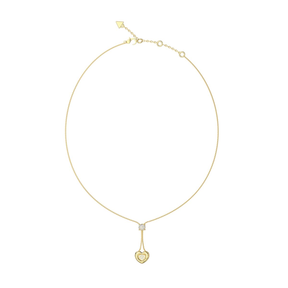Gouden Guess ketting voor dames met hartvormige hanger en elegante afwerking.