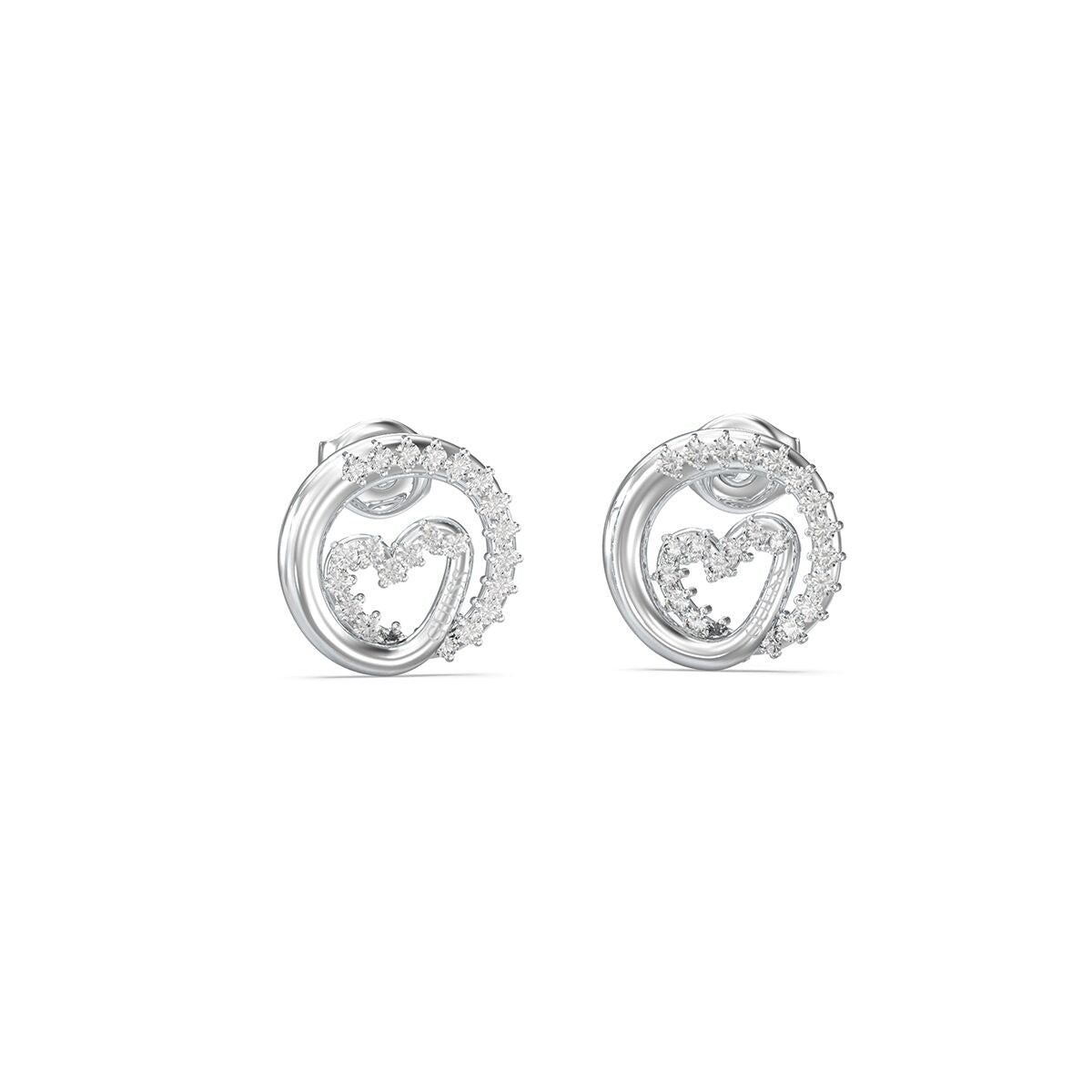 Zilverkleurige Guess oorbellen met elegant ontwerp en subtiele hartvormige details.