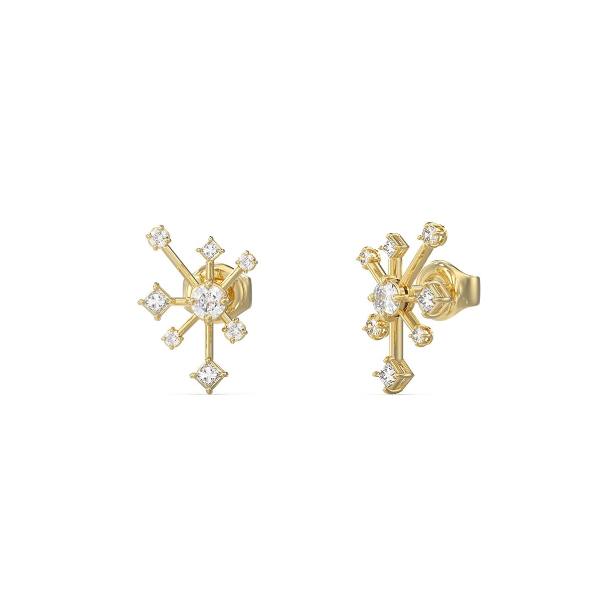 Gouden Guess oorbellen met sprankelende stenen in een elegant, trendy ontwerp.