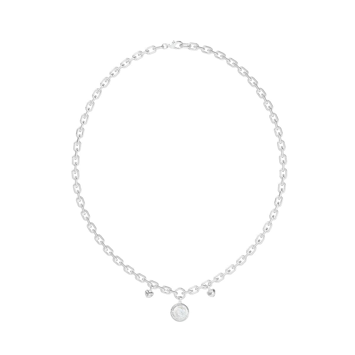 Zilverkleurige Guess ketting voor dames met elegante schakels en een stijlvolle hanger.