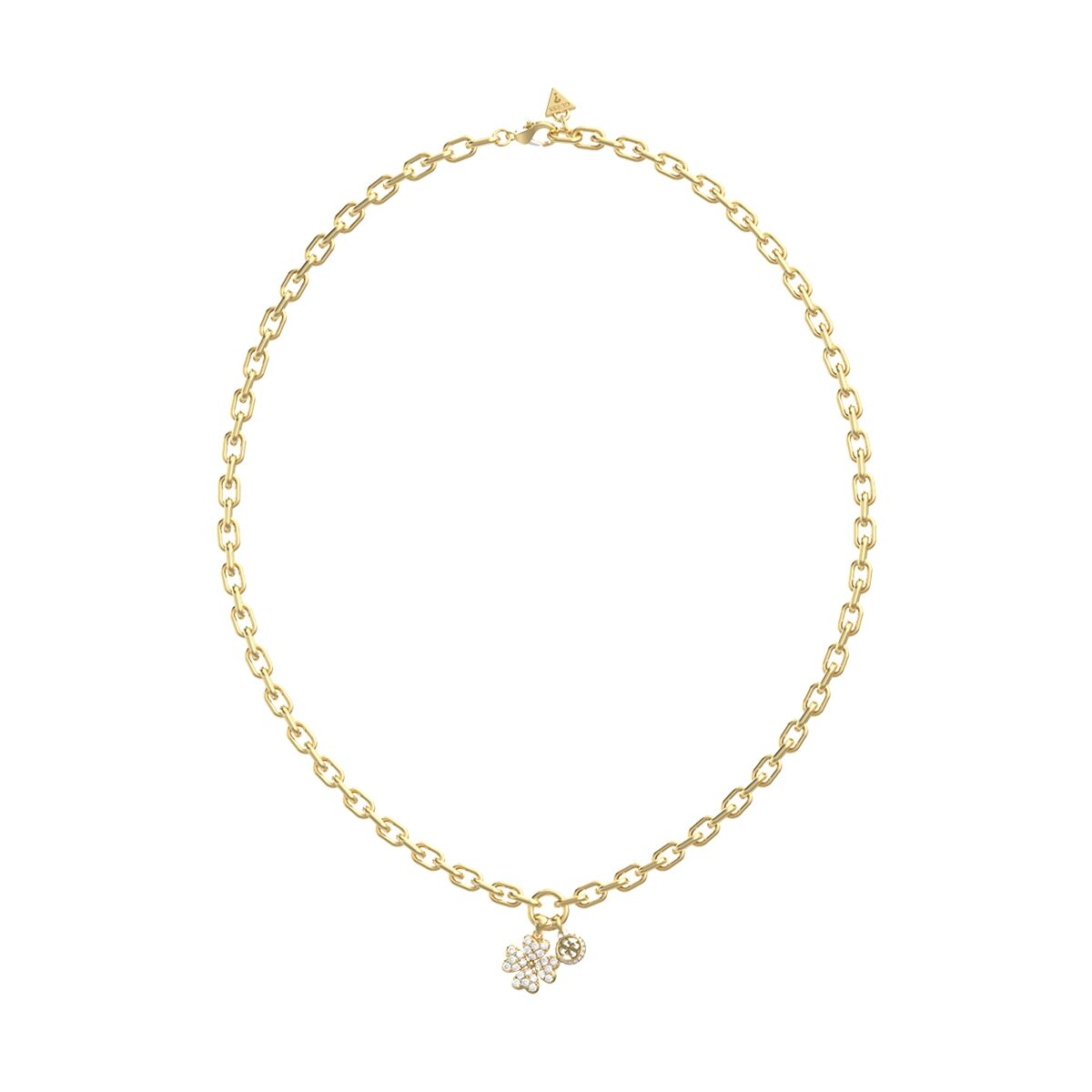 Gouden Guess ketting voor dames met elegante schakel en glinsterende hanger.