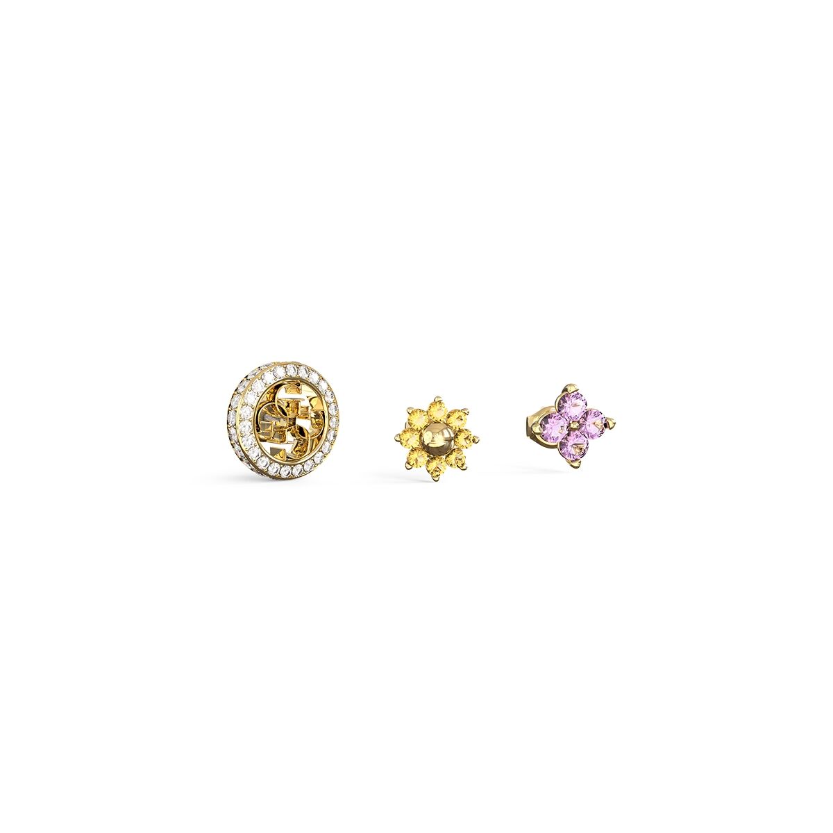 Gouden Guess oorbellen met elegante afwerking en sprankelende details.