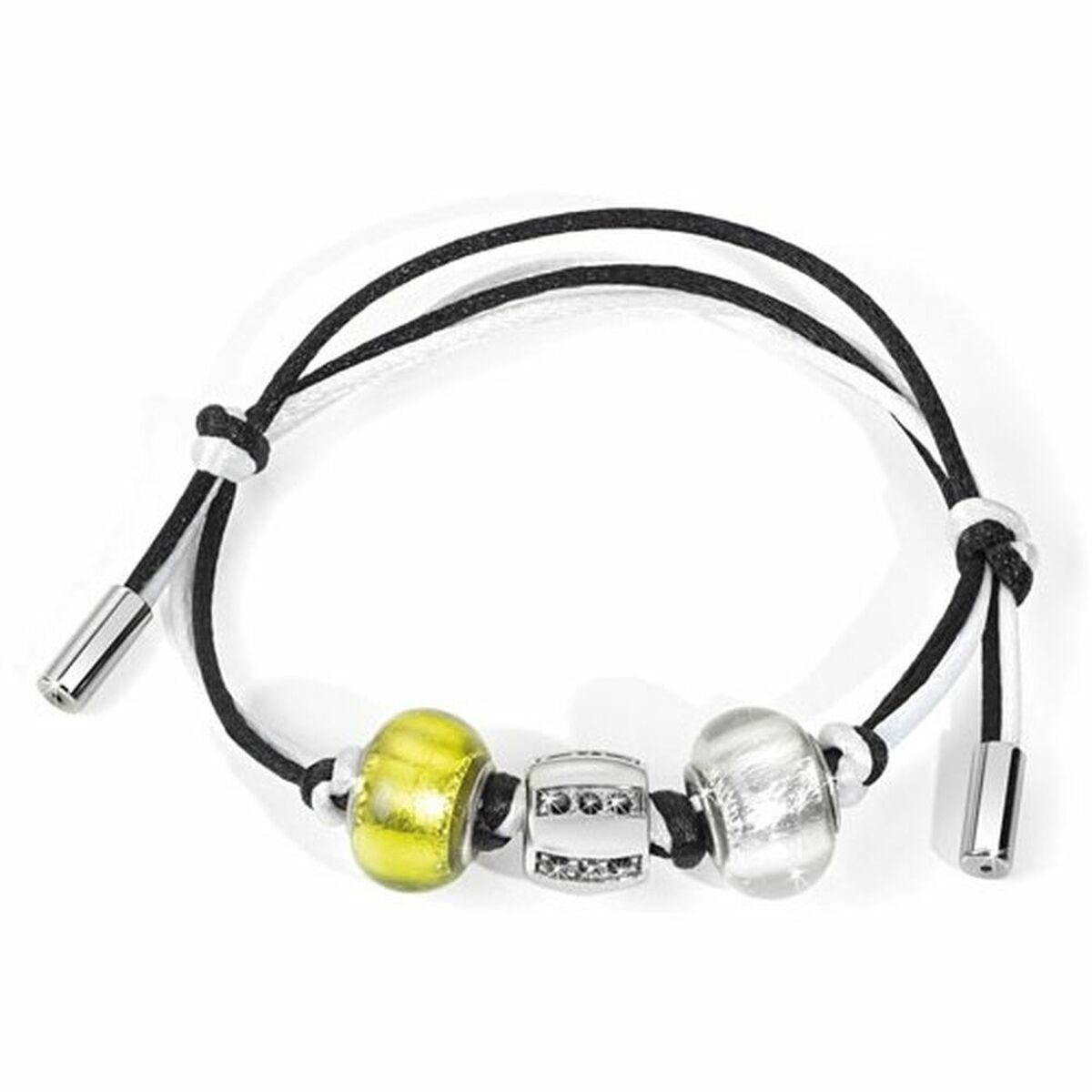 Morellato uniseks armband van roestvrij staal met kleurrijke kralen en zwarte koord.