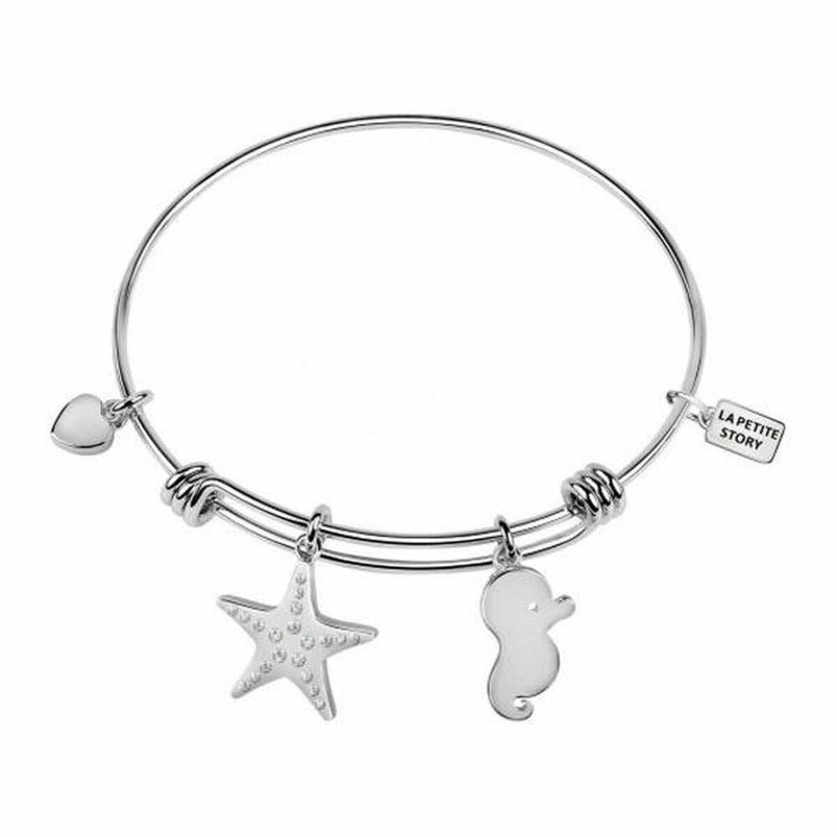 Verstelbare grijs-zilveren armband van La Petite Story met drie charmante bedels.