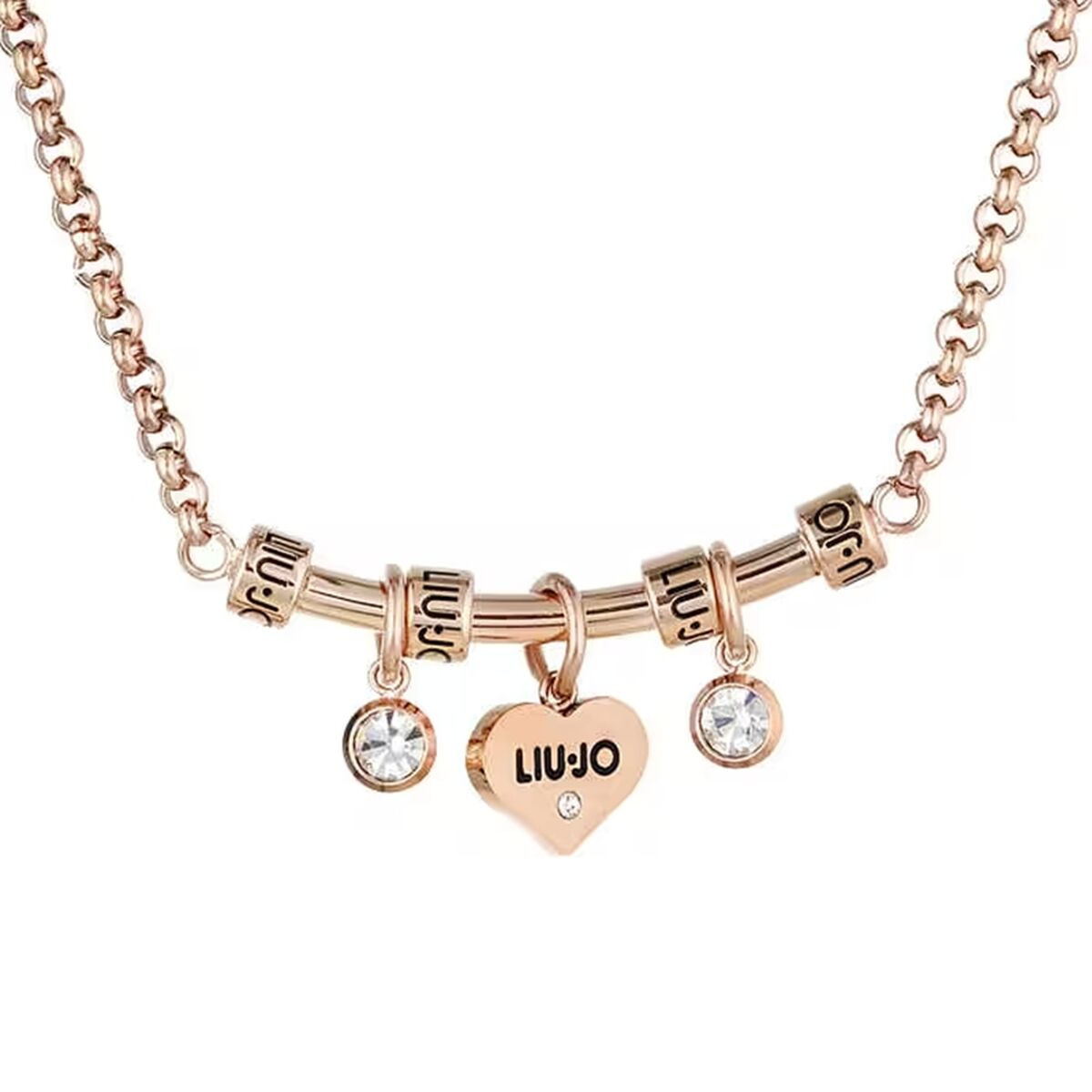 Gouden LIU JO ketting met hartvormige hanger en strass details.