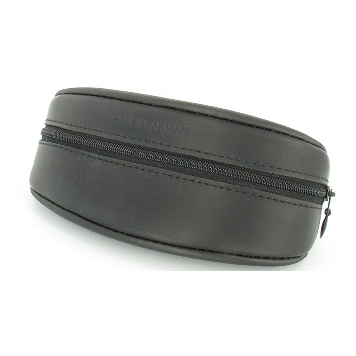 Zwarte leren etui van Armani met ritssluiting voor zonnebrillen.