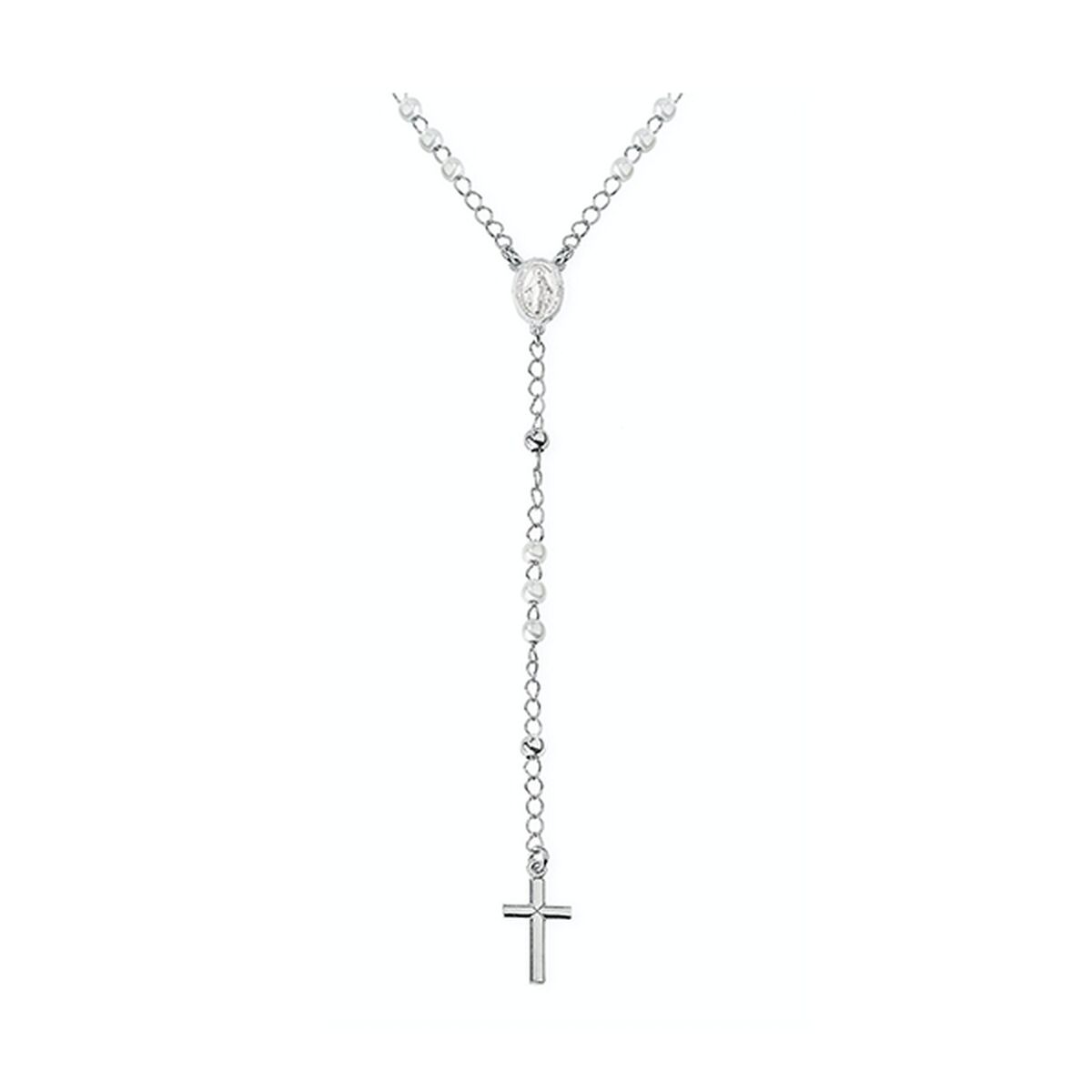 Zilverkleurige Amen ketting voor dames met elegante hanger en kruis.
