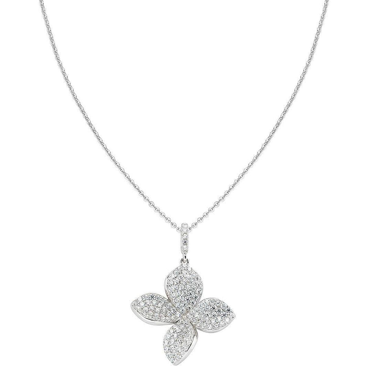Amen dames ketting met verfijnd ontwerp en sprankelende bloemvormige hanger.