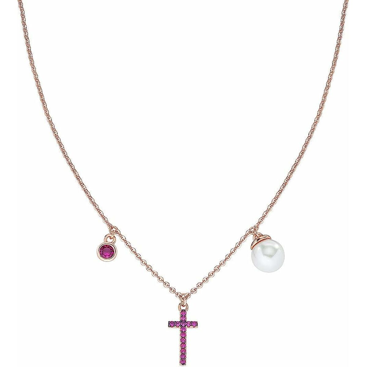 Amen ketting voor dames in elegante stijl met een kruis en parel.