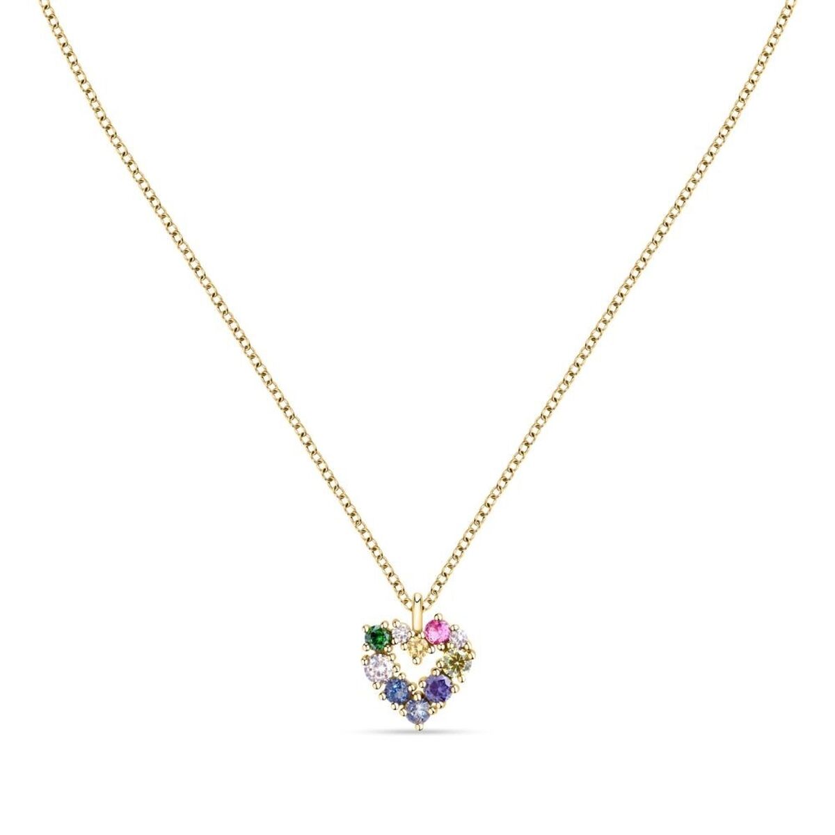 Morellato zilveren ketting met elegant hartvormig hanger, versierd met kleurrijke stenen.