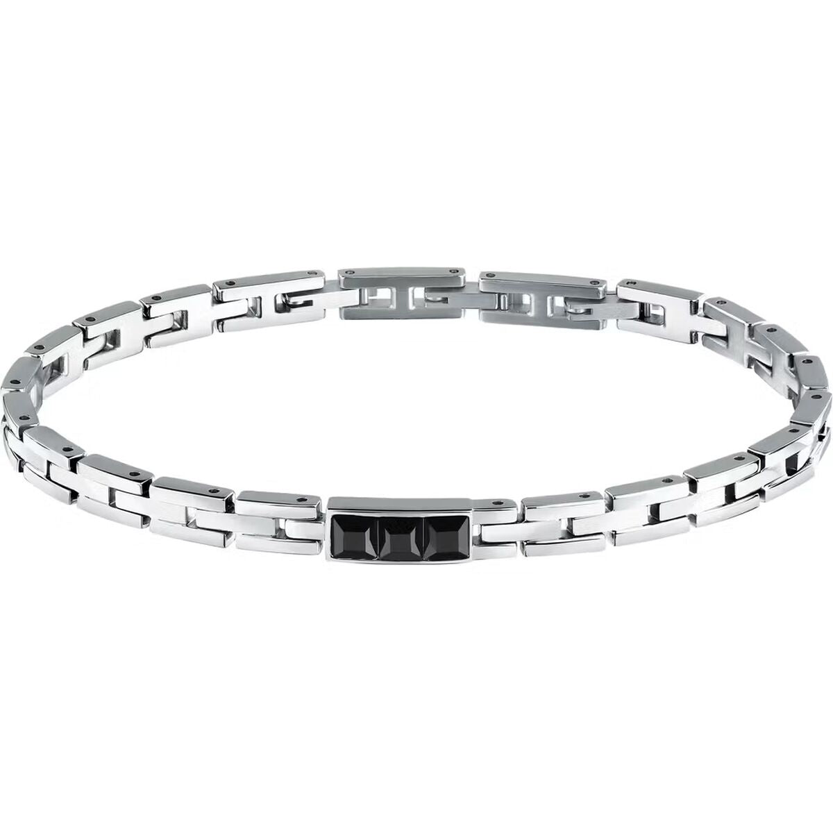 Zilverkleurige Morellato MOTOWN armband met stijlvolle schakels en zwart detail.