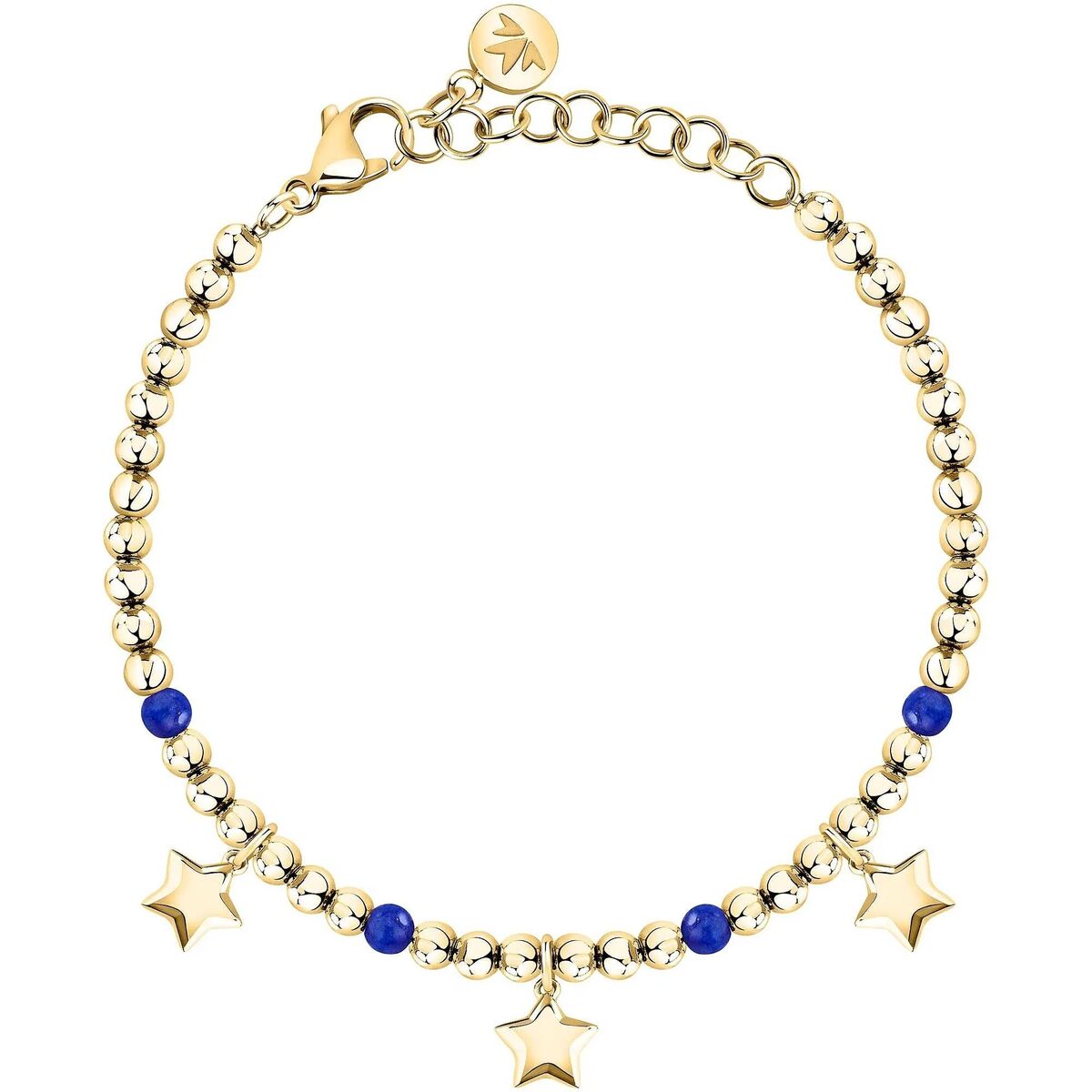 Gouden Morellato Talismani armband van 16 cm met sterren en blauwe details.