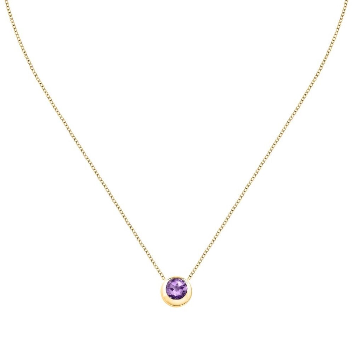 Morellato ketting van sterling zilver met een elegante amethist, vooraanzicht.