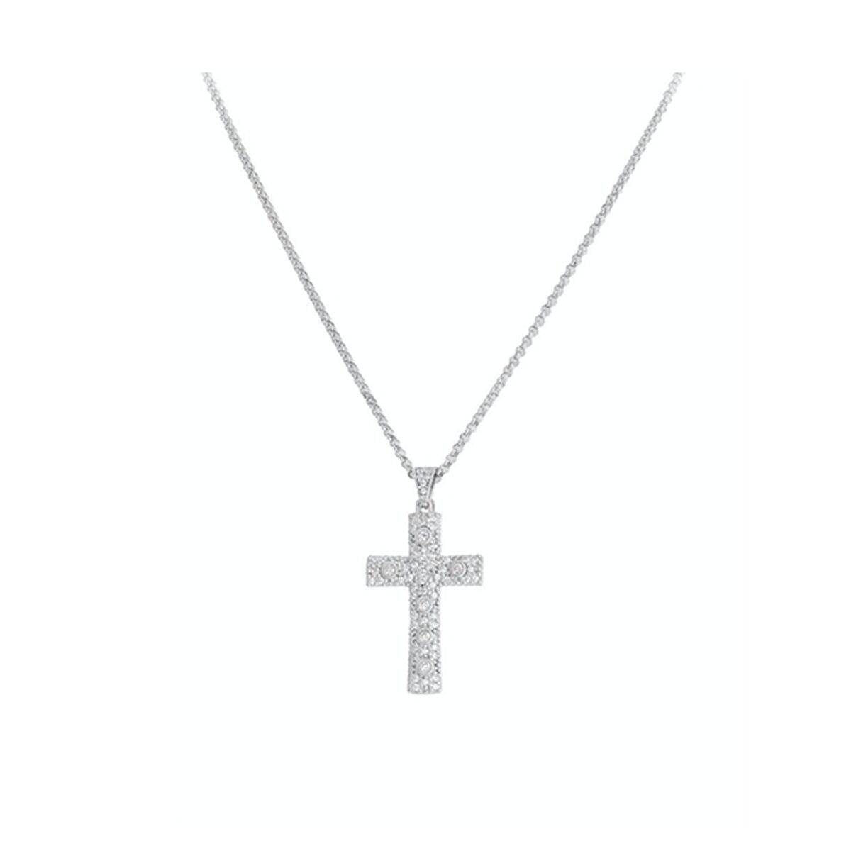 Zilveren Amen ketting met elegant kruisontwerp, perfect voor elke gelegenheid.