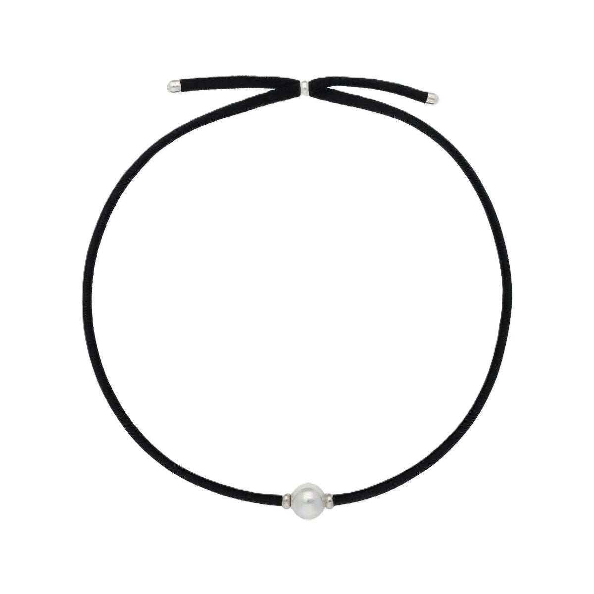 Zwarte Majorica armband voor dames met elegante parel in het midden.