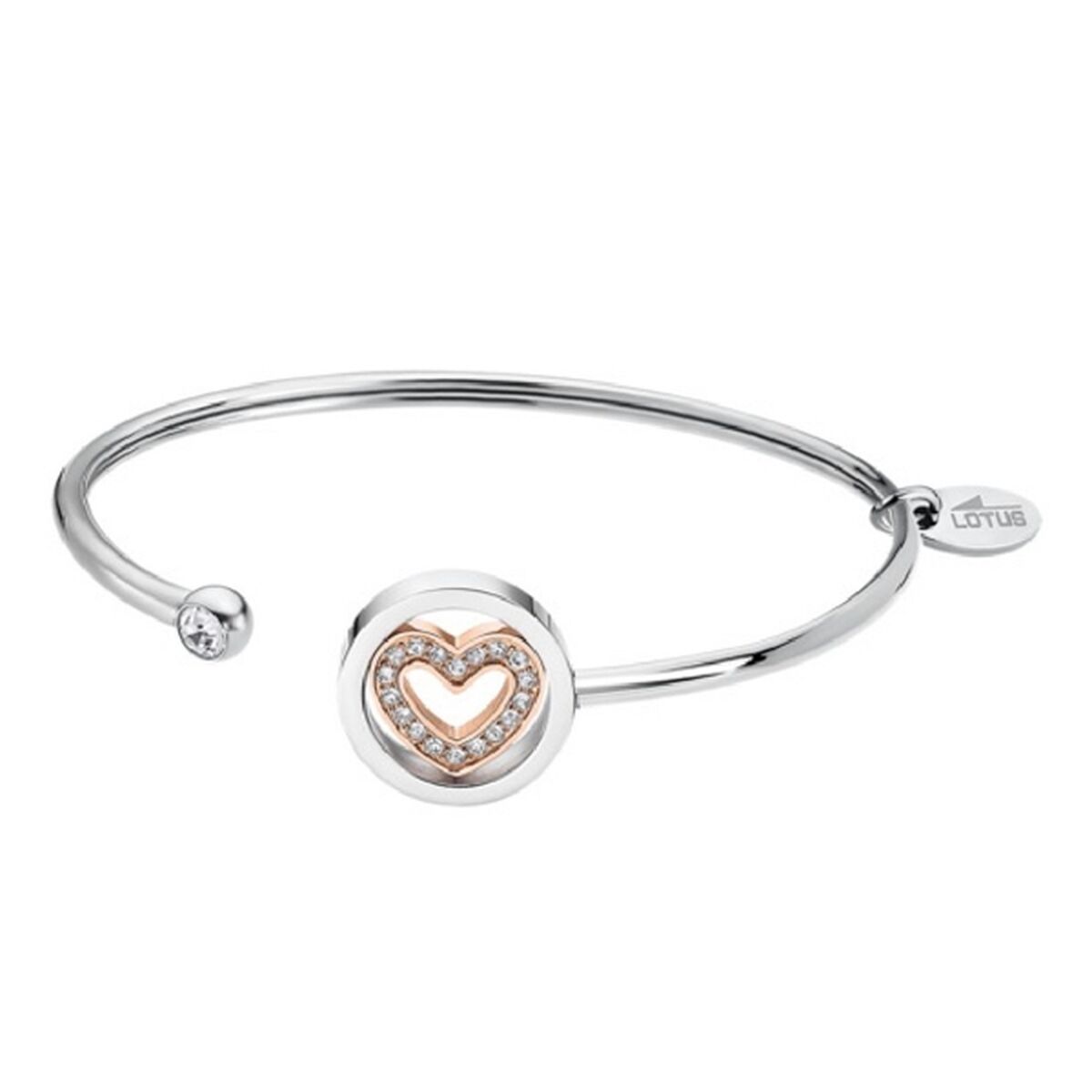 Stijlvolle Lotus armband voor dames met een hartvormige bedel en glinsterende details.