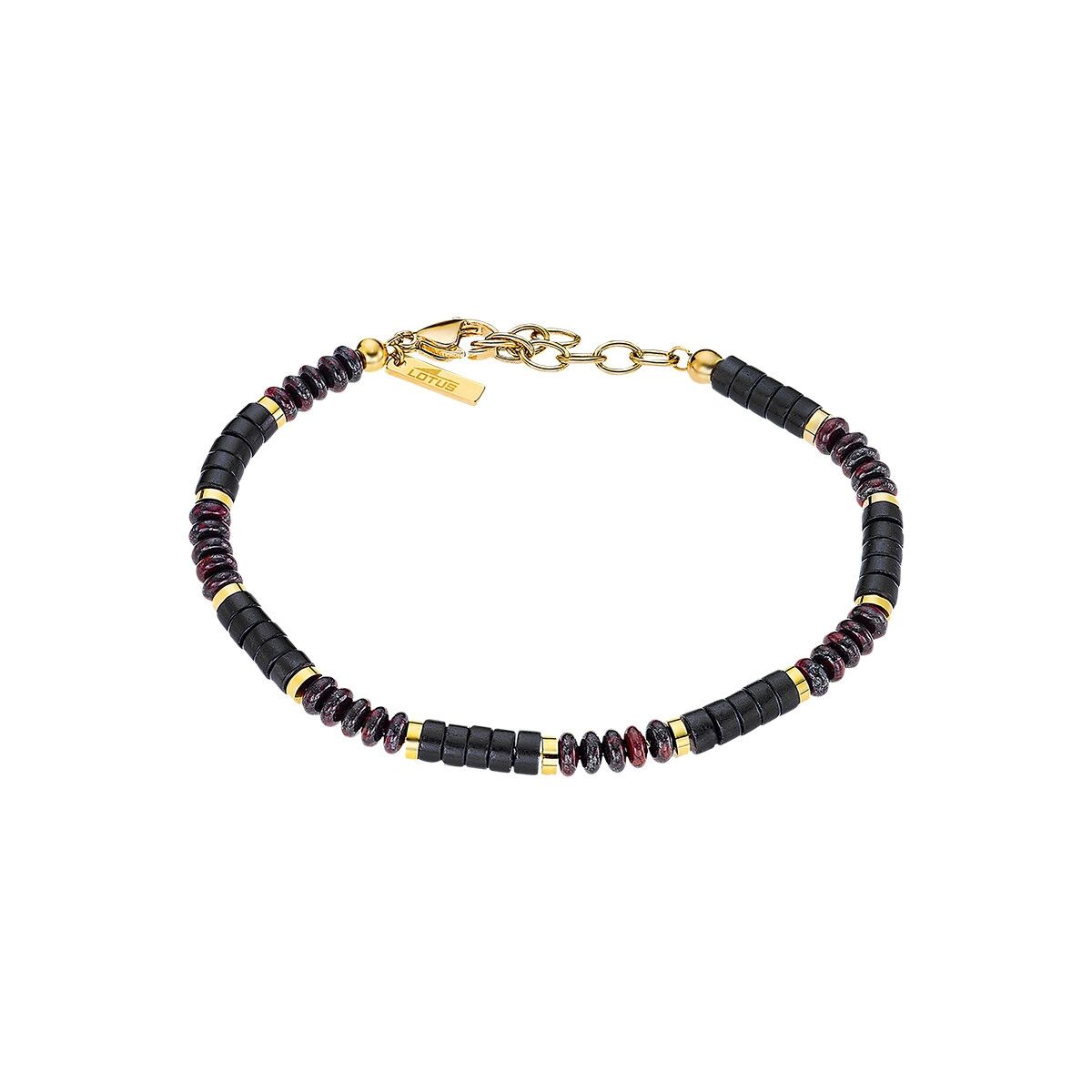 Elegante Lotus armband voor dames met zwarte en gouden details.