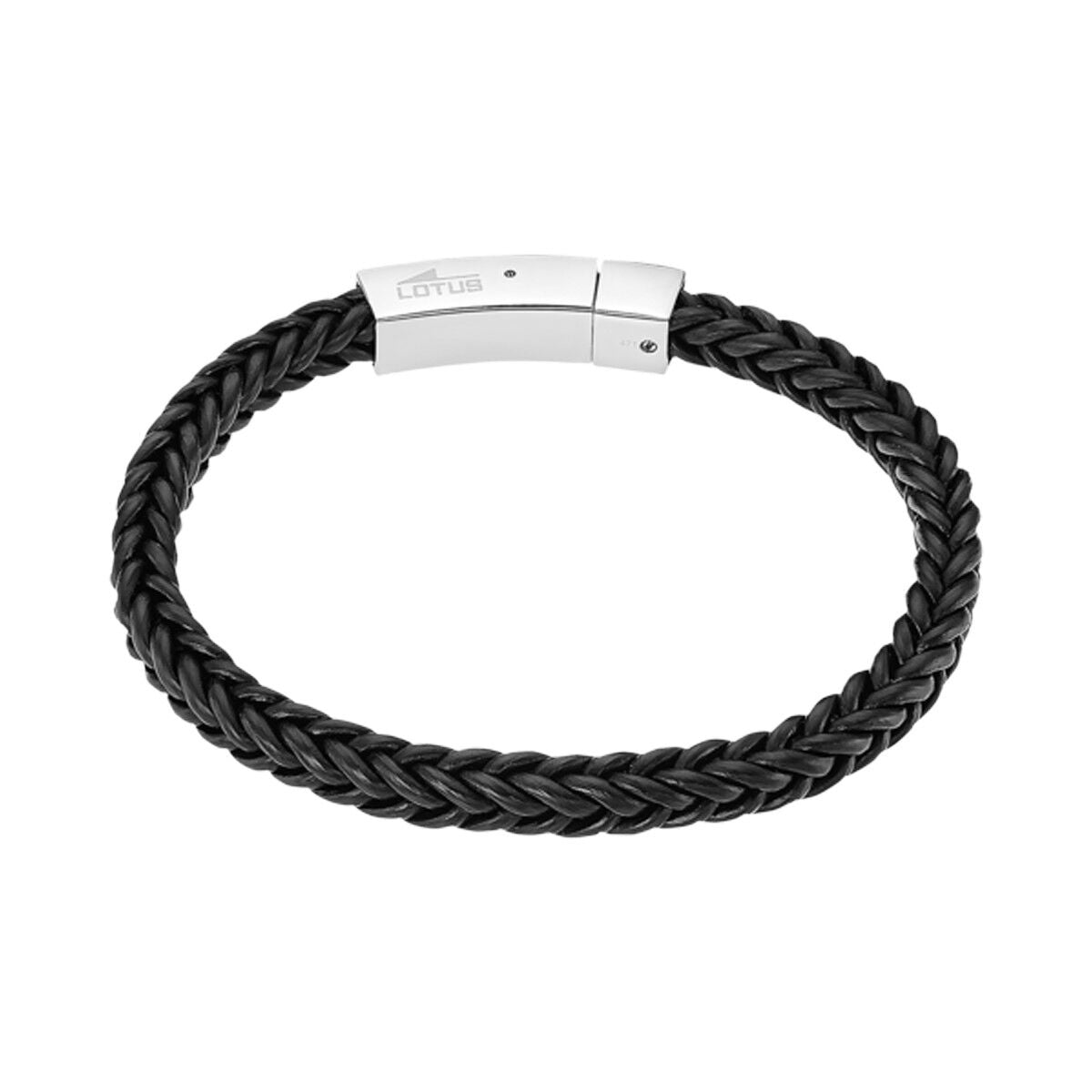 Zwarte Lotus armband voor dames met elegante gevlochten afwerking.