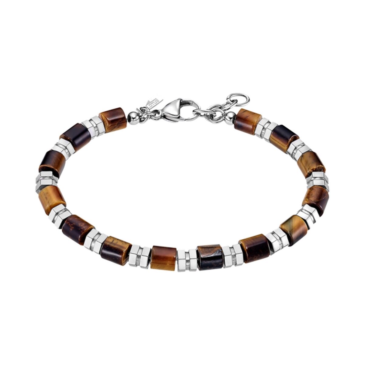 Elegante Lotus armband voor dames met een mix van bruine en zilveren elementen.