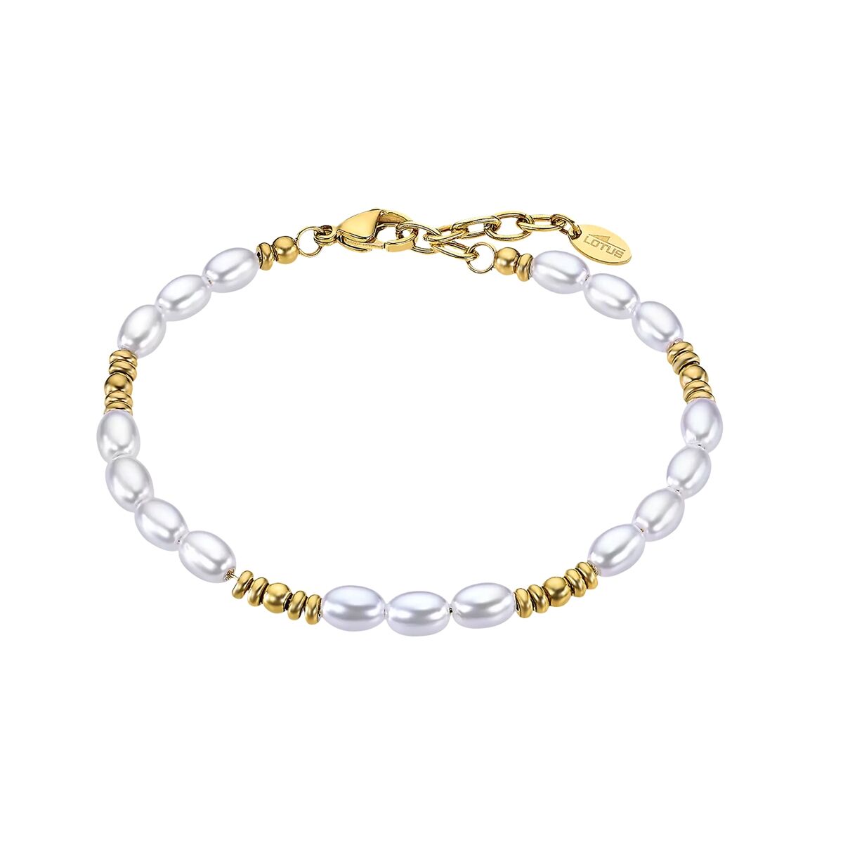 Lotus armband dames in wit met gouden details, elegant en stijlvol ontwerp.