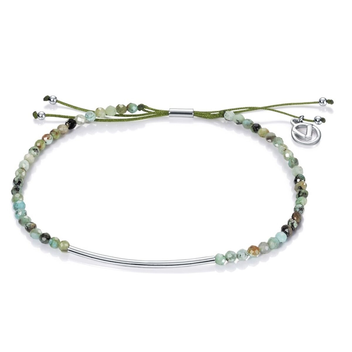 Viceroy armband voor dames met groene en multikleurige kralen en een zilveren buisje.