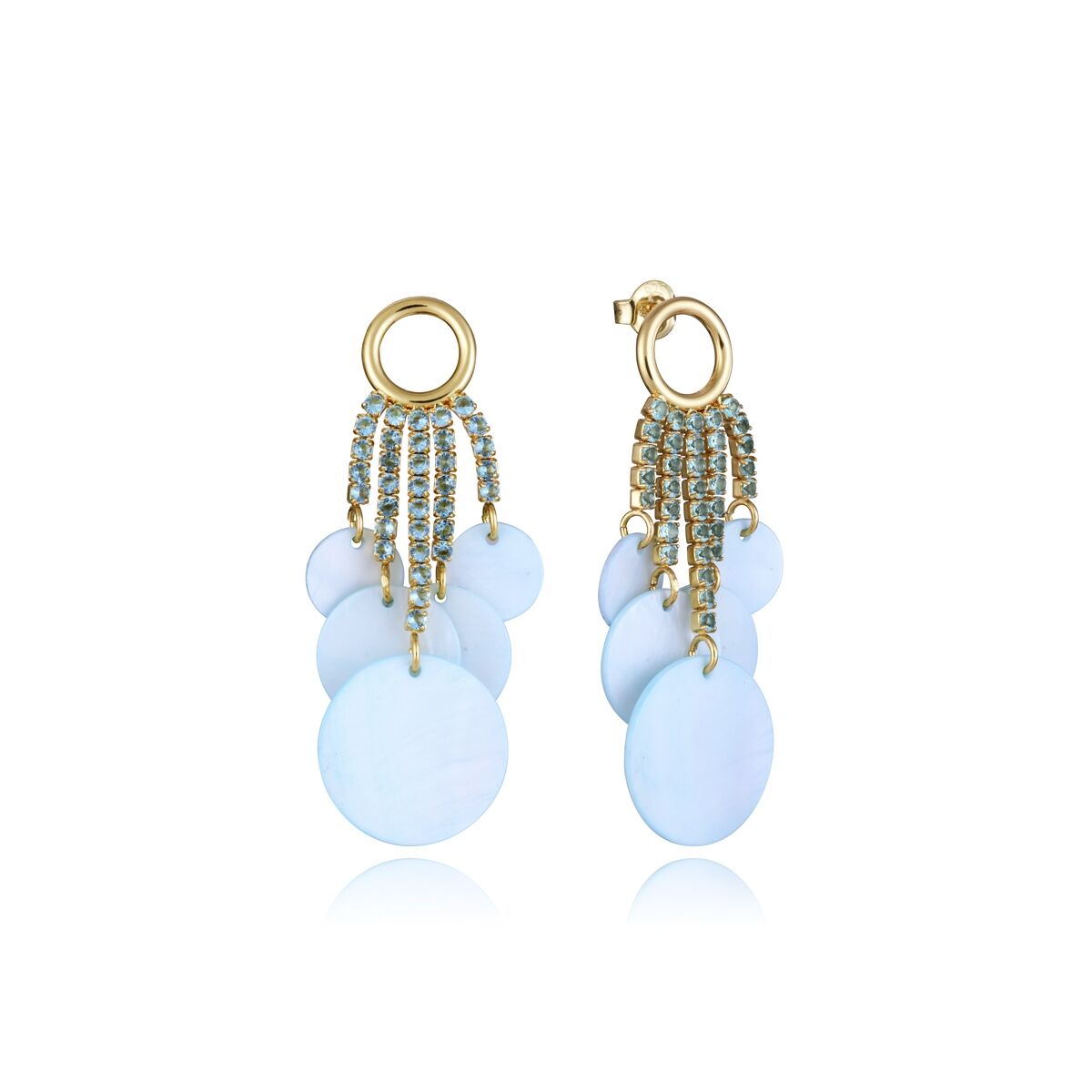 Elegante Viceroy oorbellen voor dames van sterling zilver met blauwe mineraalkristallen.