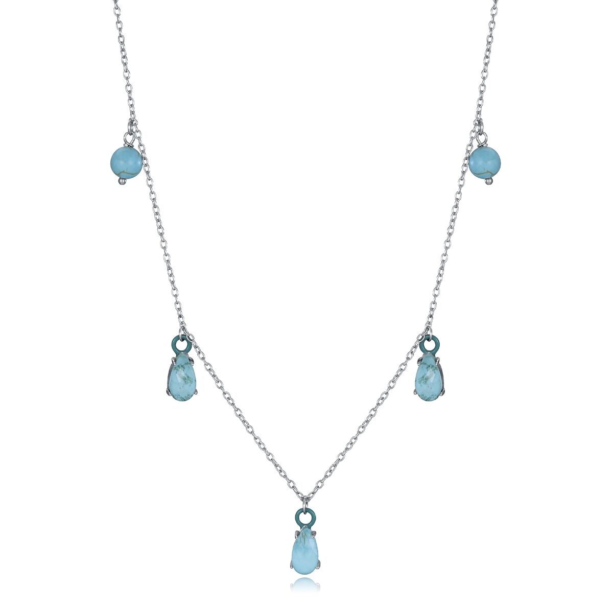 Zilverkleurige Viceroy ketting voor dames met blauwe hangers in elegant ontwerp.