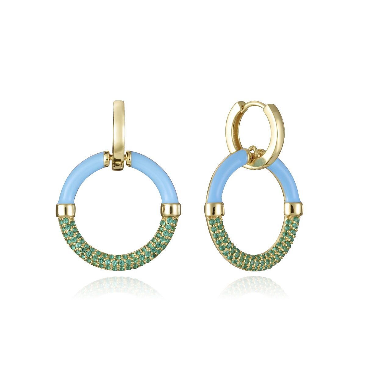 Viceroy oorbellen voor dames in gouden kleur met blauwe en groene details.
