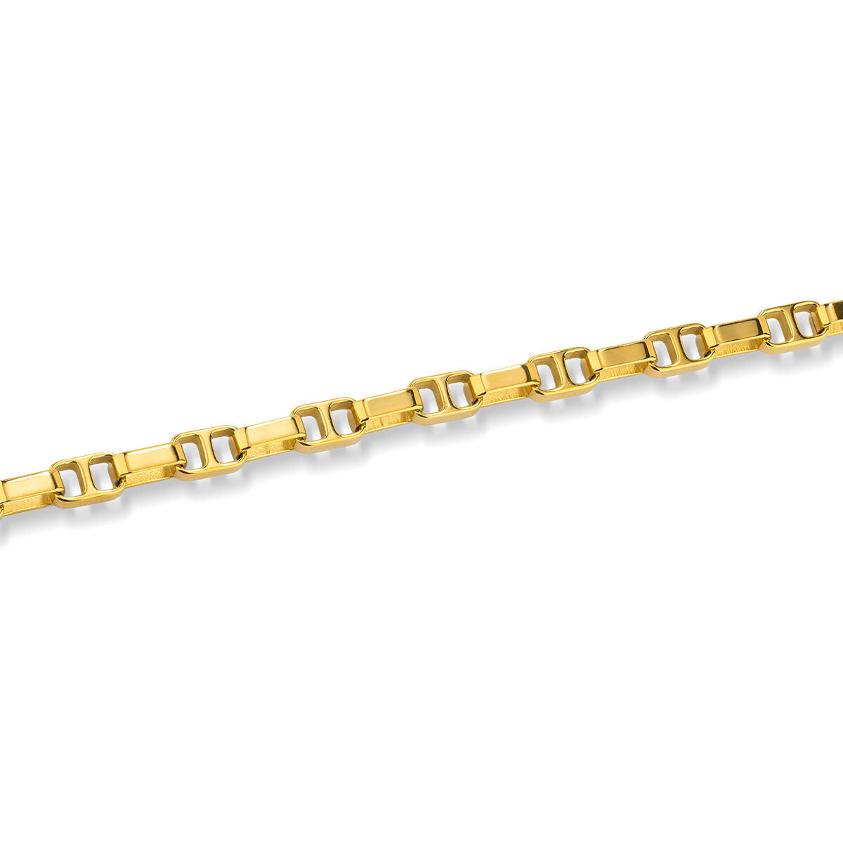 Detail van de gouden Radiant armband met een elegant schakeldesign.