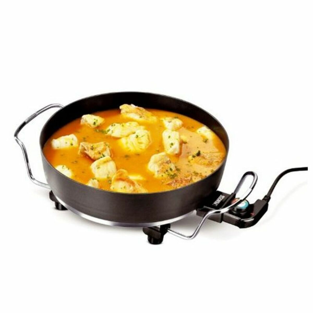 Detail van de Princess multifunctionele kookpot met een stoofgerecht in de pan.