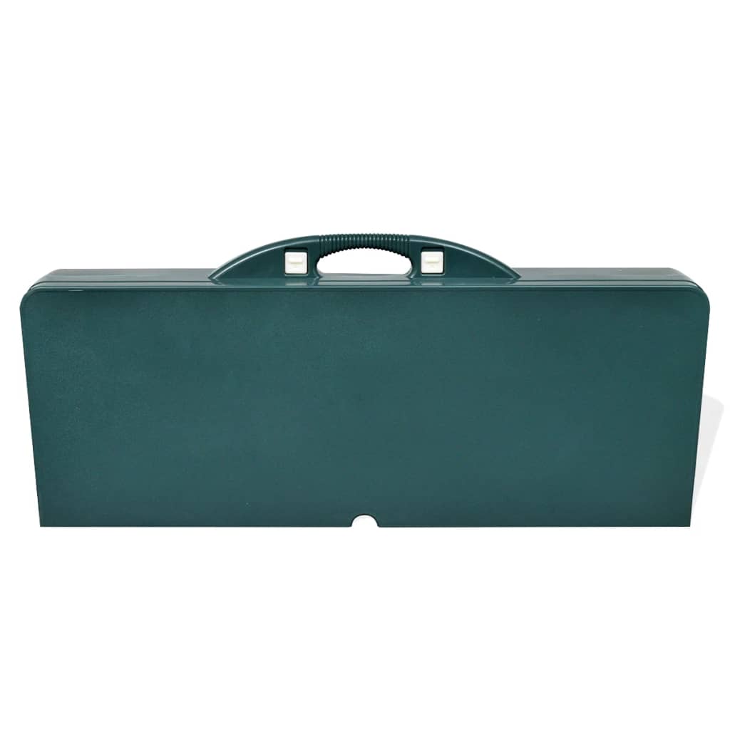 Groene vidaXL campingset ingeklapt, met handvat voor eenvoudig transport.