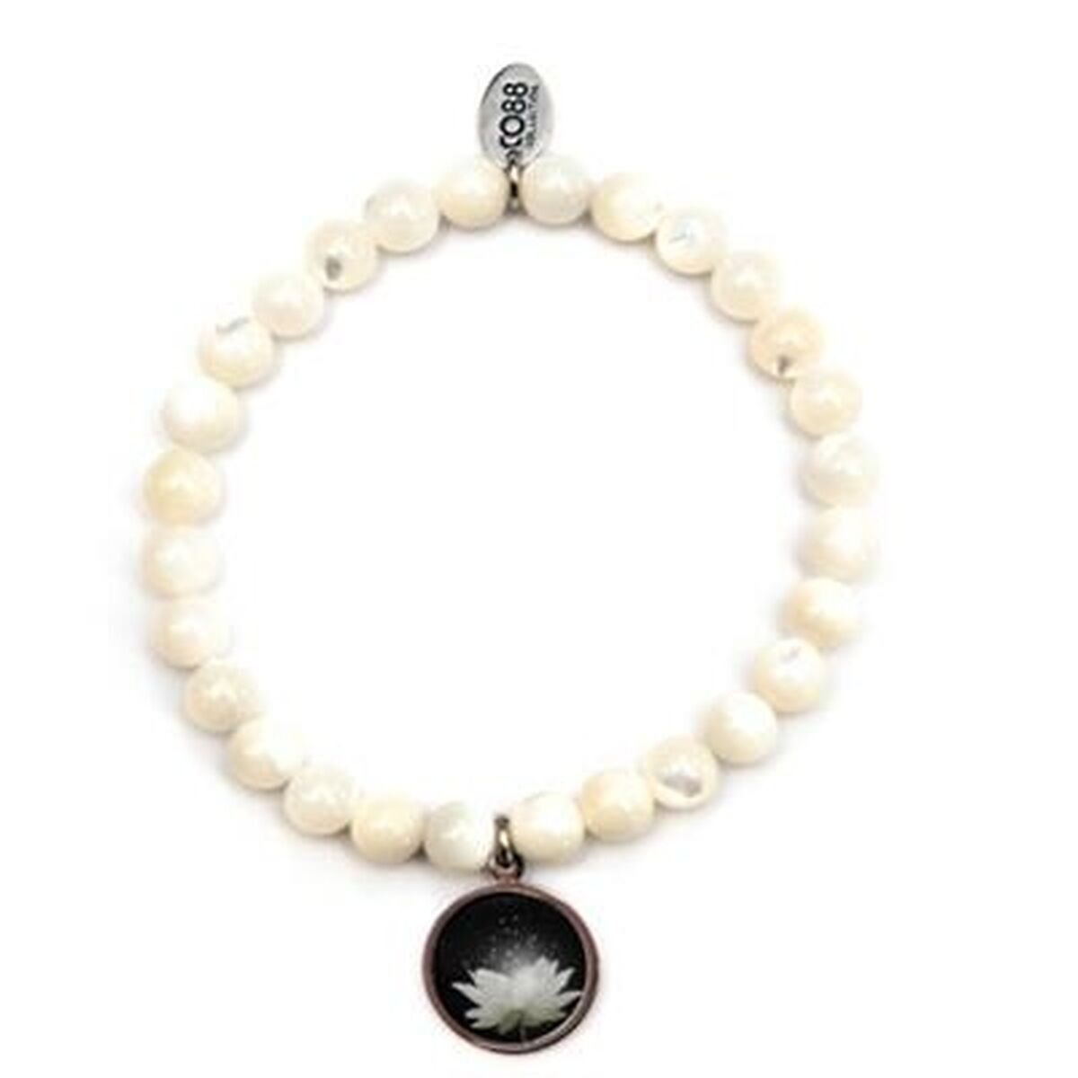Witte CO88 Collection armband voor dames met een elegante uitstraling en een lotusdetail.