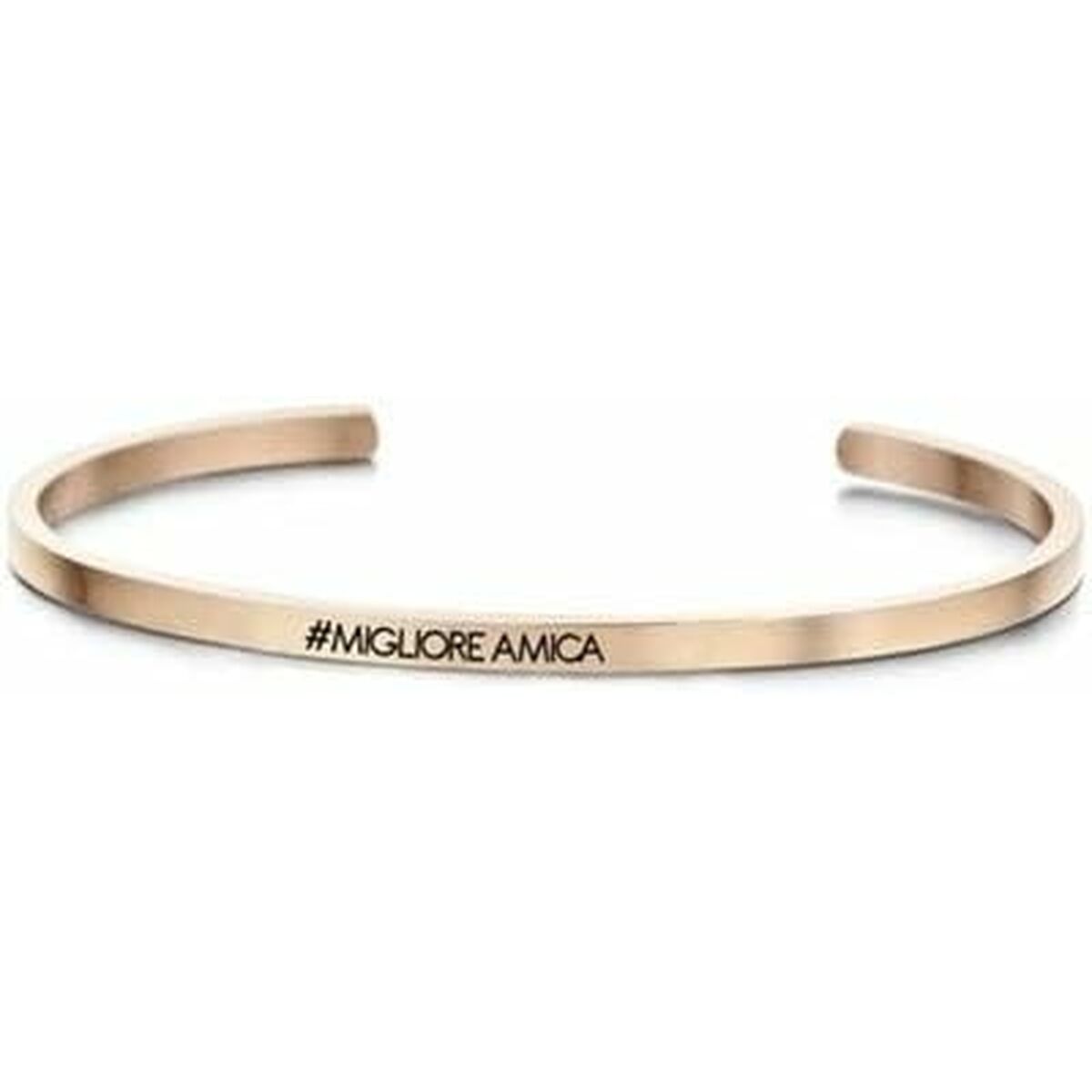 Detail van de CO88 Collection armband in roze goud met inscriptie "#MIGLIORE AMICA".
