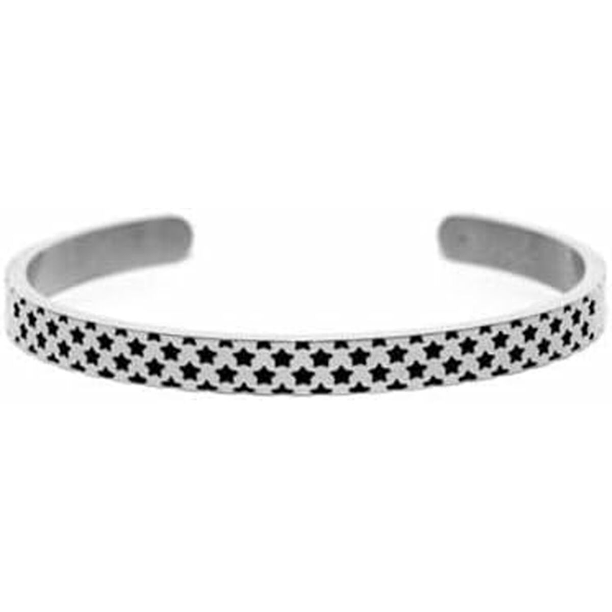 Zilverkleurige CO88 Collection armband met sterrenpatroon, zijaanzicht detail.