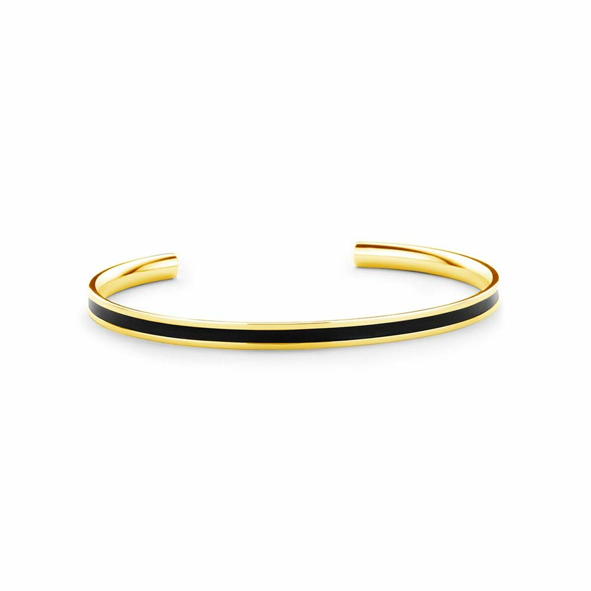 Detail van de zwarte CO88 Collection armband met een elegante gouden rand.