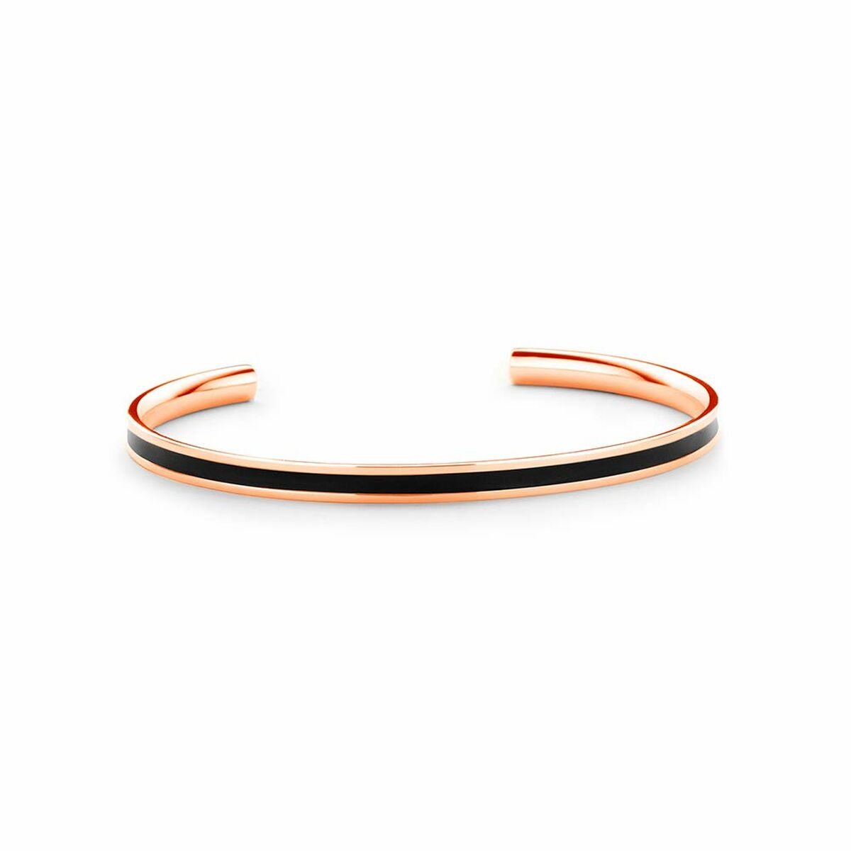 Detail van de CO88 Collection armband in roze goud met zwarte accenten.
