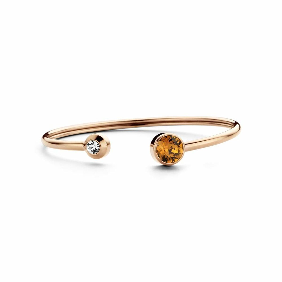 Detail van de CO88 Collection armband in roze goud met twee edelstenen.
