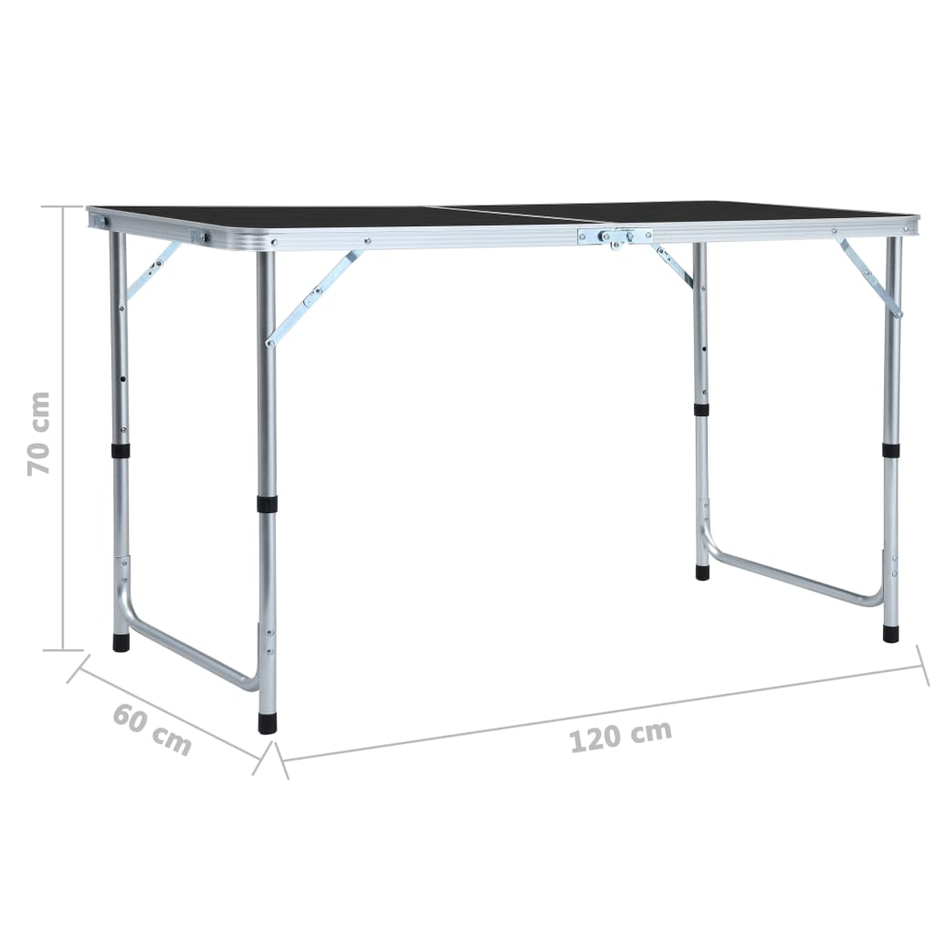 Detail van de vidaXL campingtafel met opklapbare poten en verstelbare hoogte.