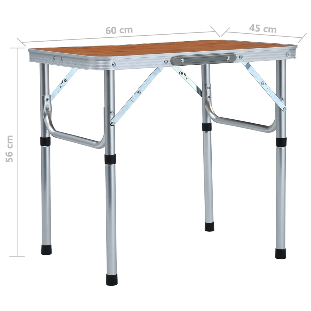 Detail van de vidaXL campingtafel met een stevig aluminium frame en MDF tafelblad.