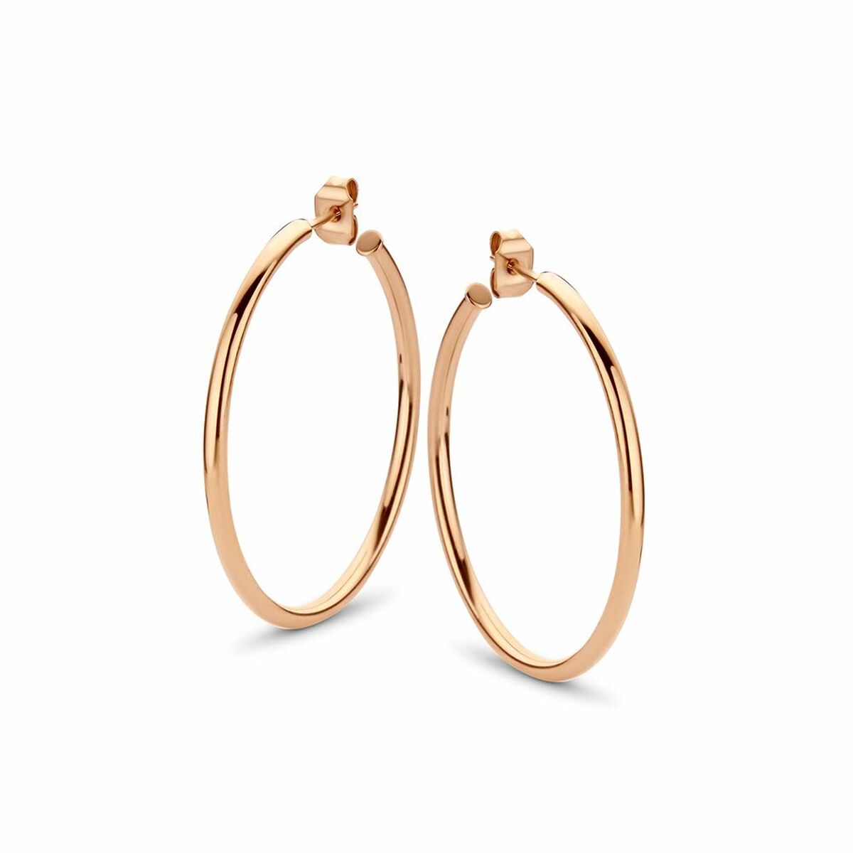 Detail van de CO88 Collection roségouden oorbellen met een elegante, ronde vorm.